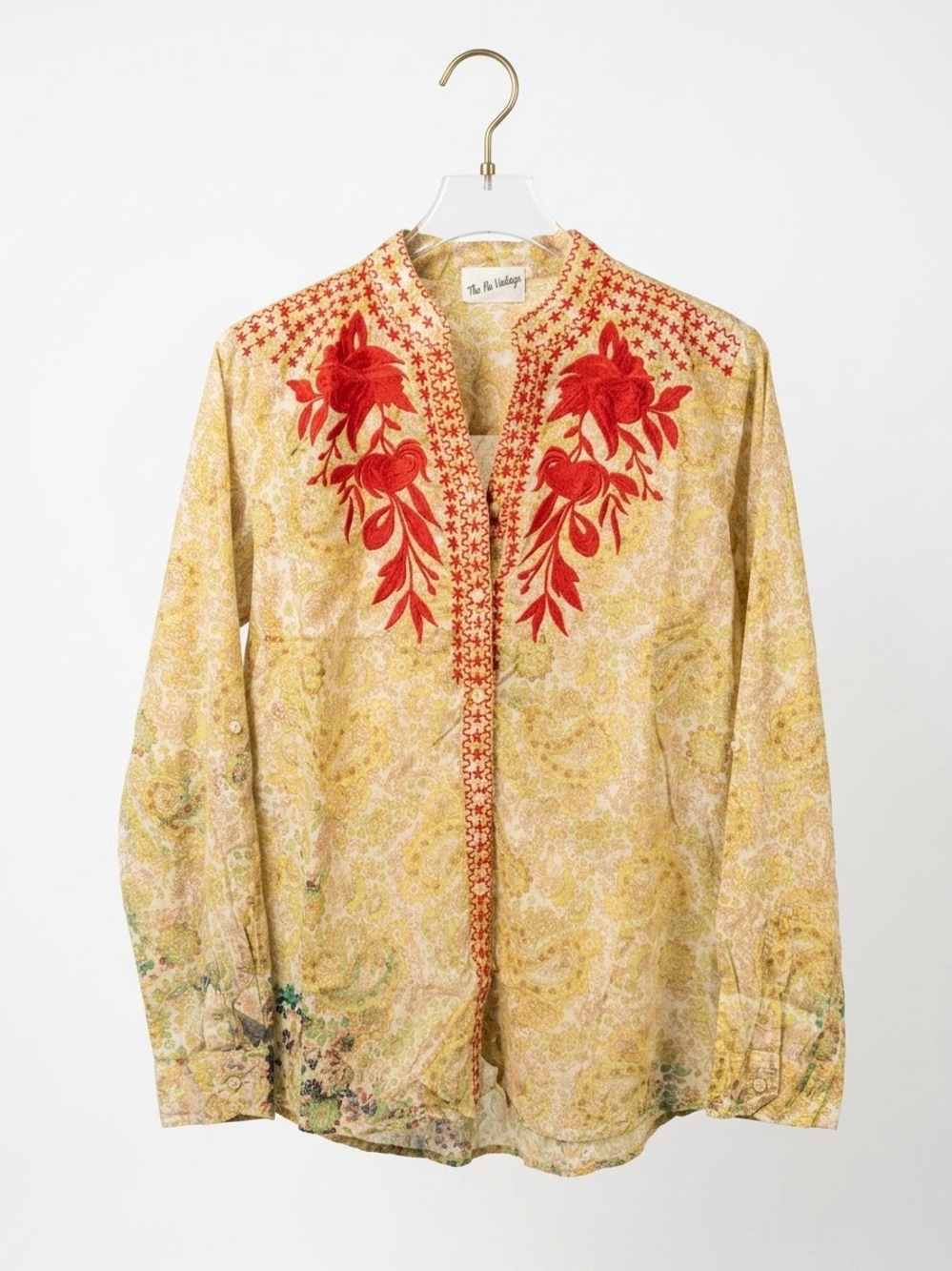 The NU VINTAGE/ Yellow Floral Embroidered Womens Shirt/ NWOT/ M / Ptp-21”/